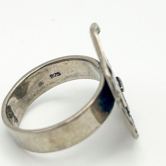 Fleur-De-Lis Coin 925 Sterling Silver Ring Size 8.75 - Picture 6 of 9
